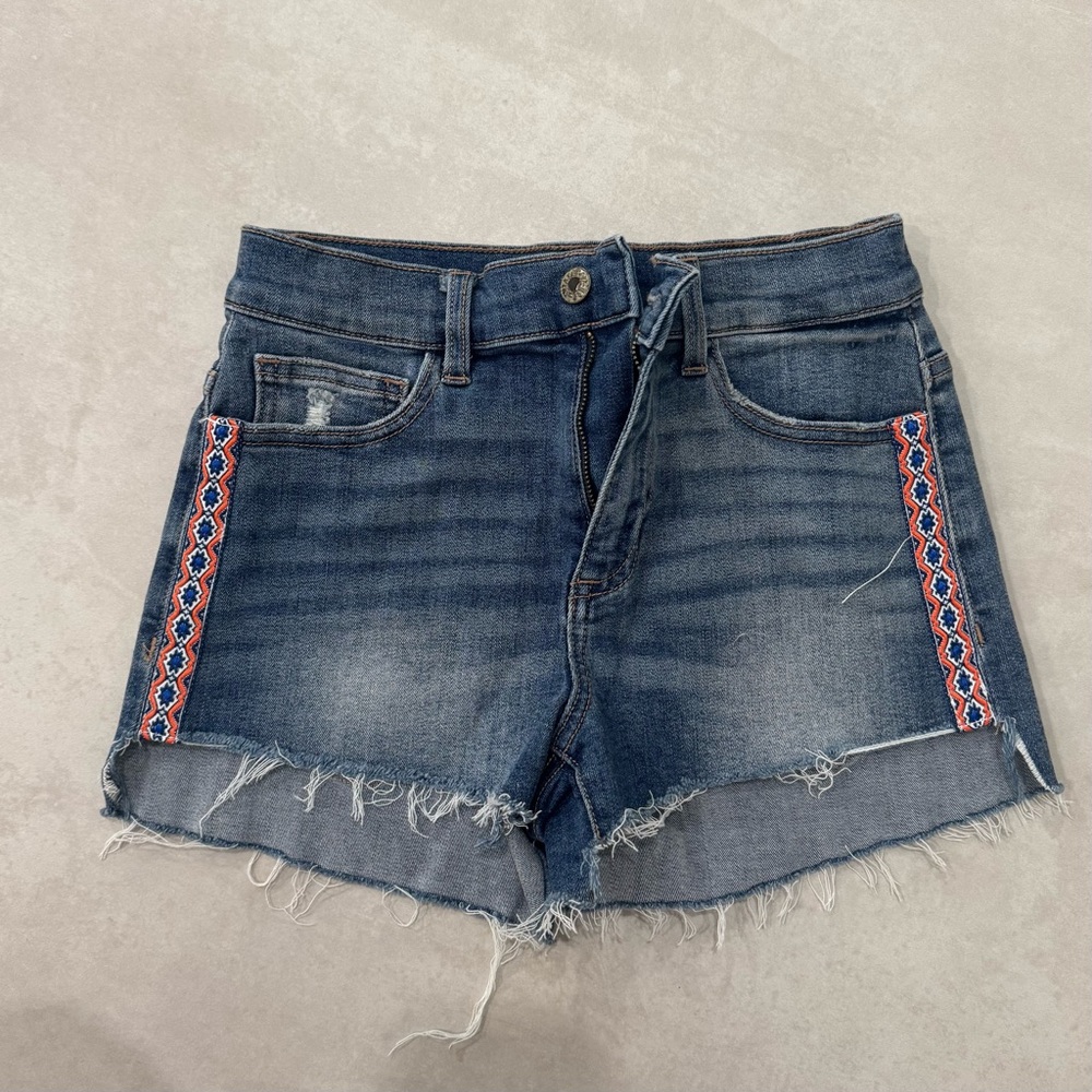 Sneak Peek Blue Jean Shorts with Embroidery